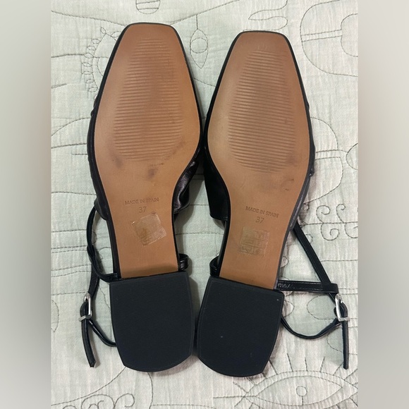 NEW Intentionally Blank Daff Black Leather Slingback Flats Sz 37 EU 6.5-7 US - Picture 9 of 12